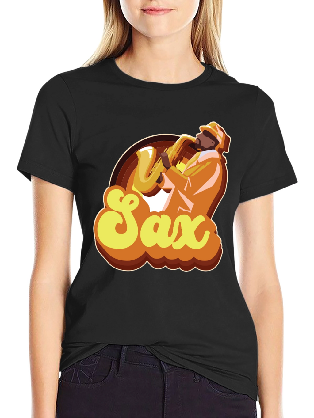 Retro Saxophone Player Graphic T-Shirt