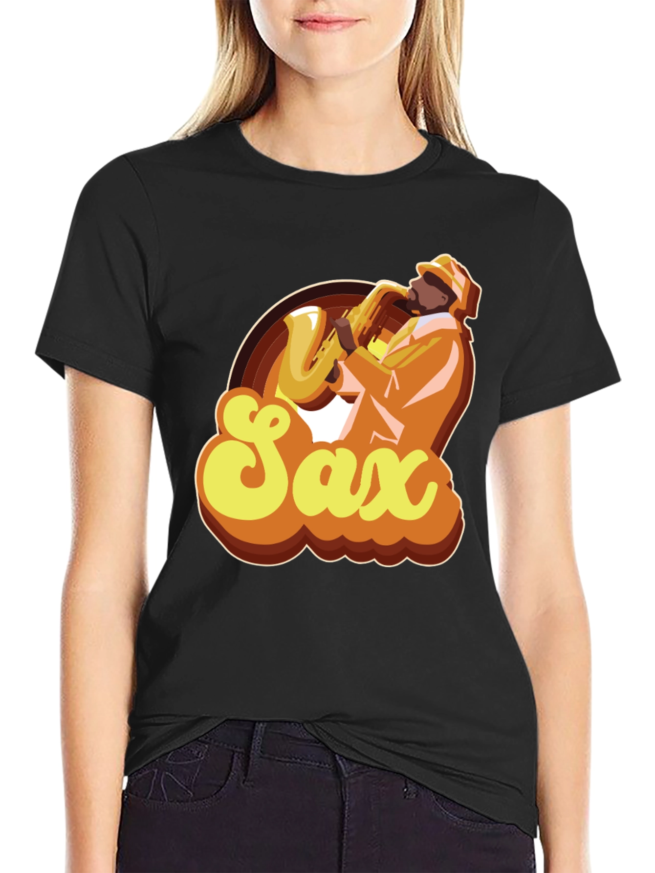 Retro Saxophone Player Graphic T-Shirt