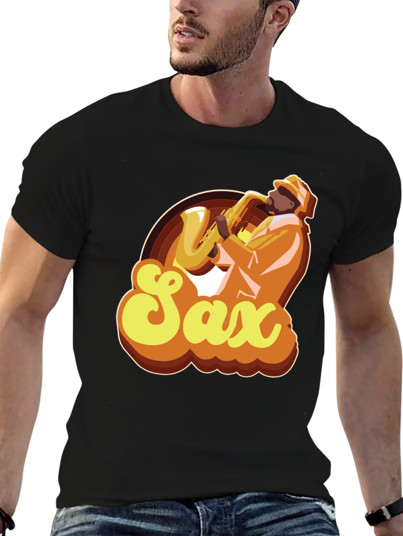 Retro Saxophone Player Graphic T-Shirt
