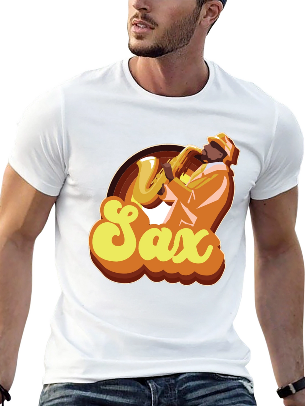 Retro Saxophone Player Graphic T-Shirt