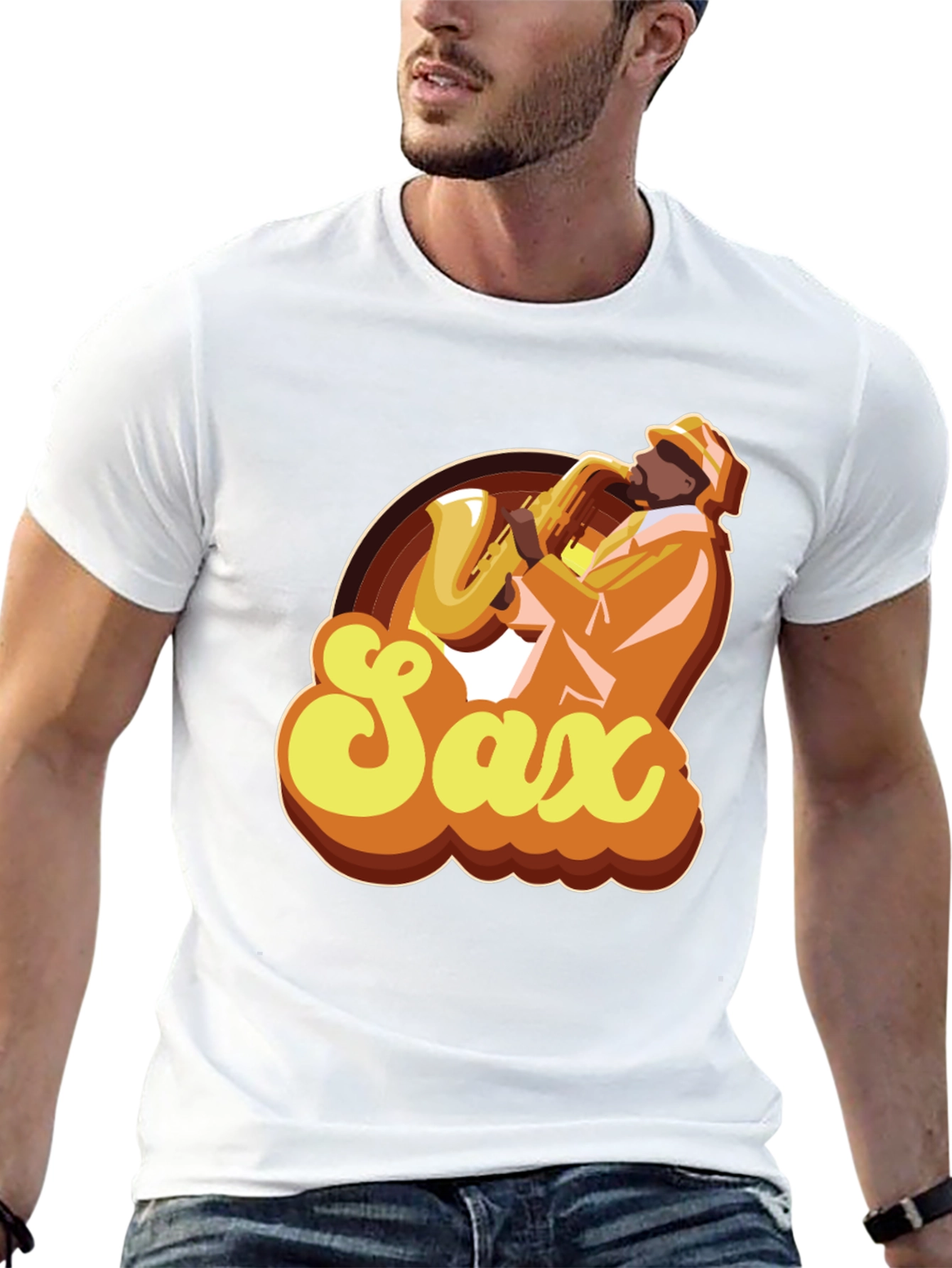 Retro Saxophone Player Graphic T-Shirt