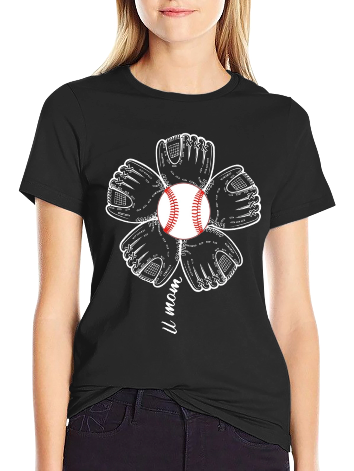 Baseball Mom Flower T-Shirt - Stylish Sports Tee