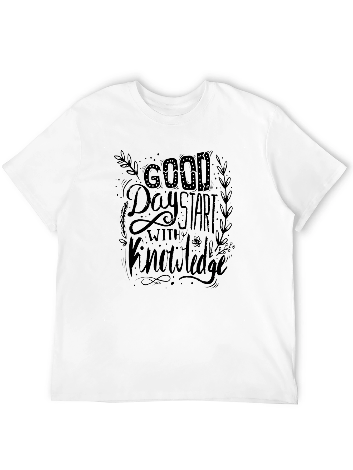 Good Day Start With Knowledge Black Graphic Tee