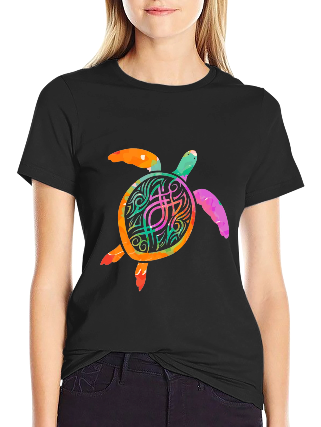 Colorful Turtle Graphic T-Shirt - Unique Sea Turtle Design