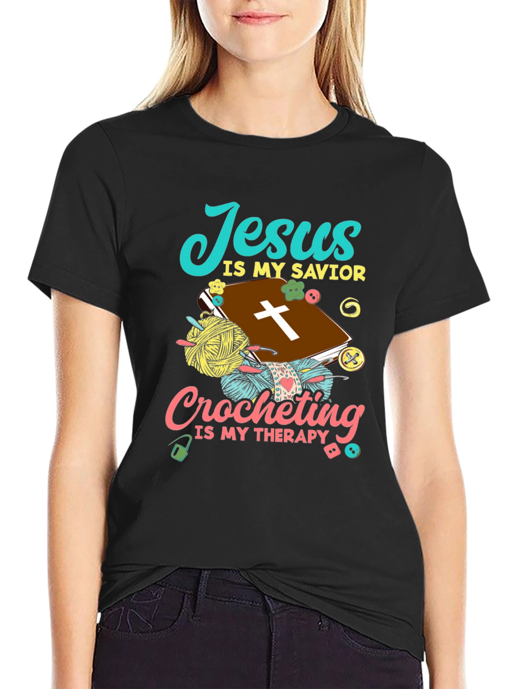 Jesus Is My Savior Crocheting Therapy T-Shirt