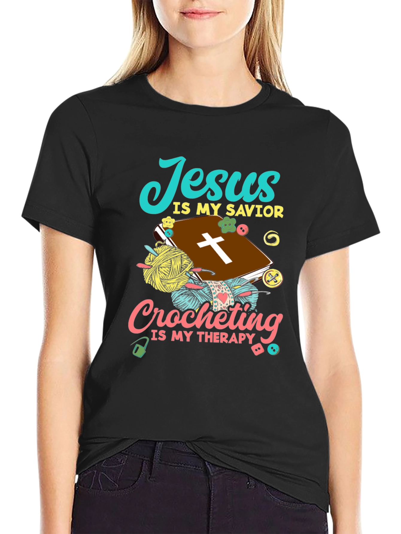 Jesus Is My Savior Crocheting Therapy T-Shirt