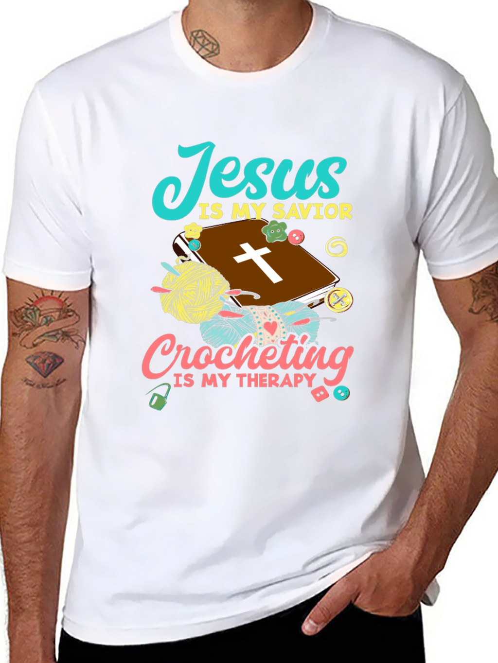 Jesus Is My Savior Crocheting Therapy T-Shirt