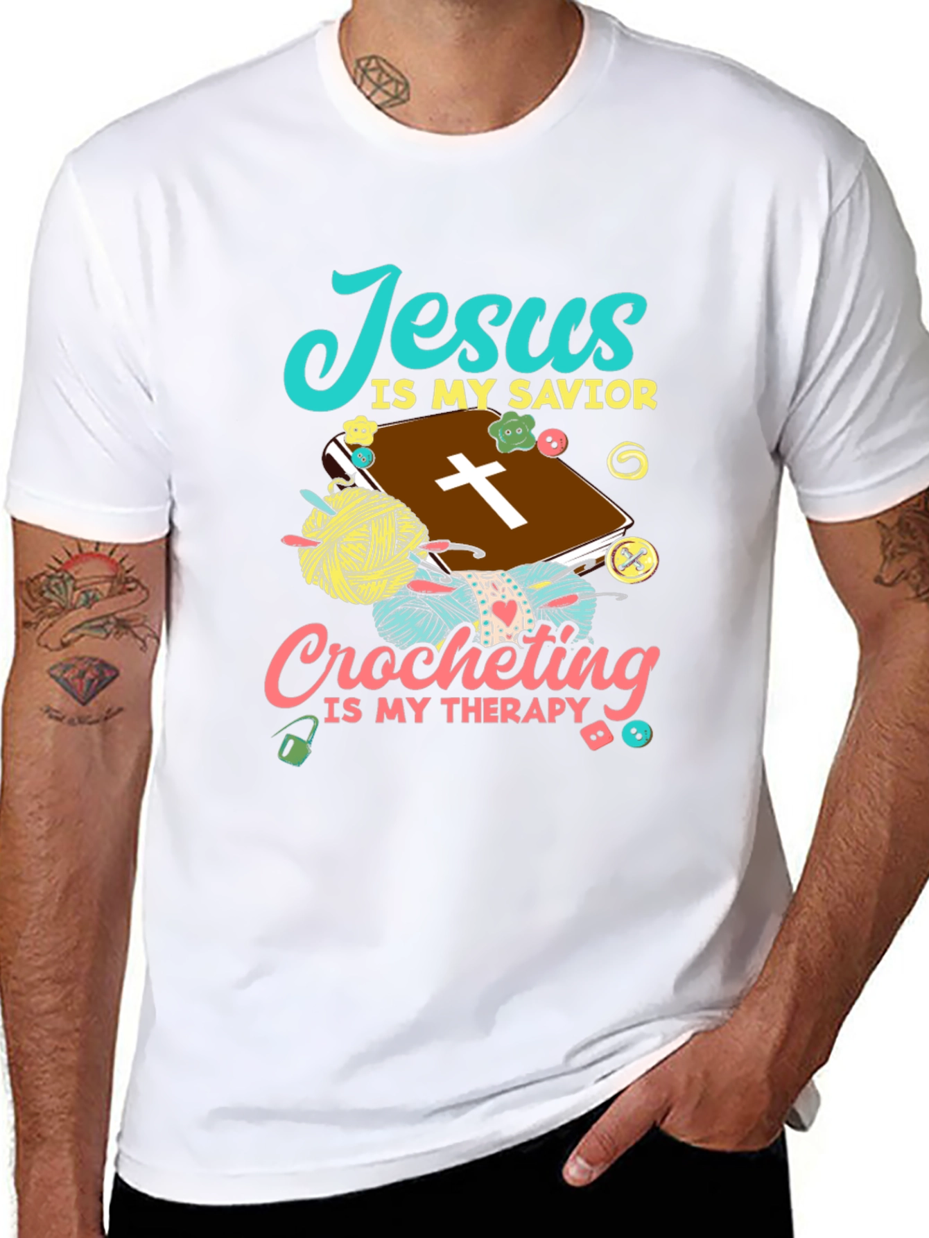 Jesus Is My Savior Crocheting Therapy T-Shirt