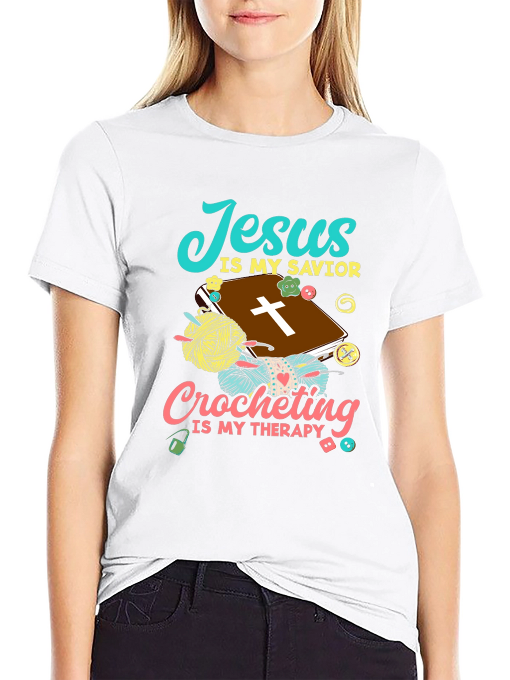 Jesus Is My Savior Crocheting Therapy T-Shirt