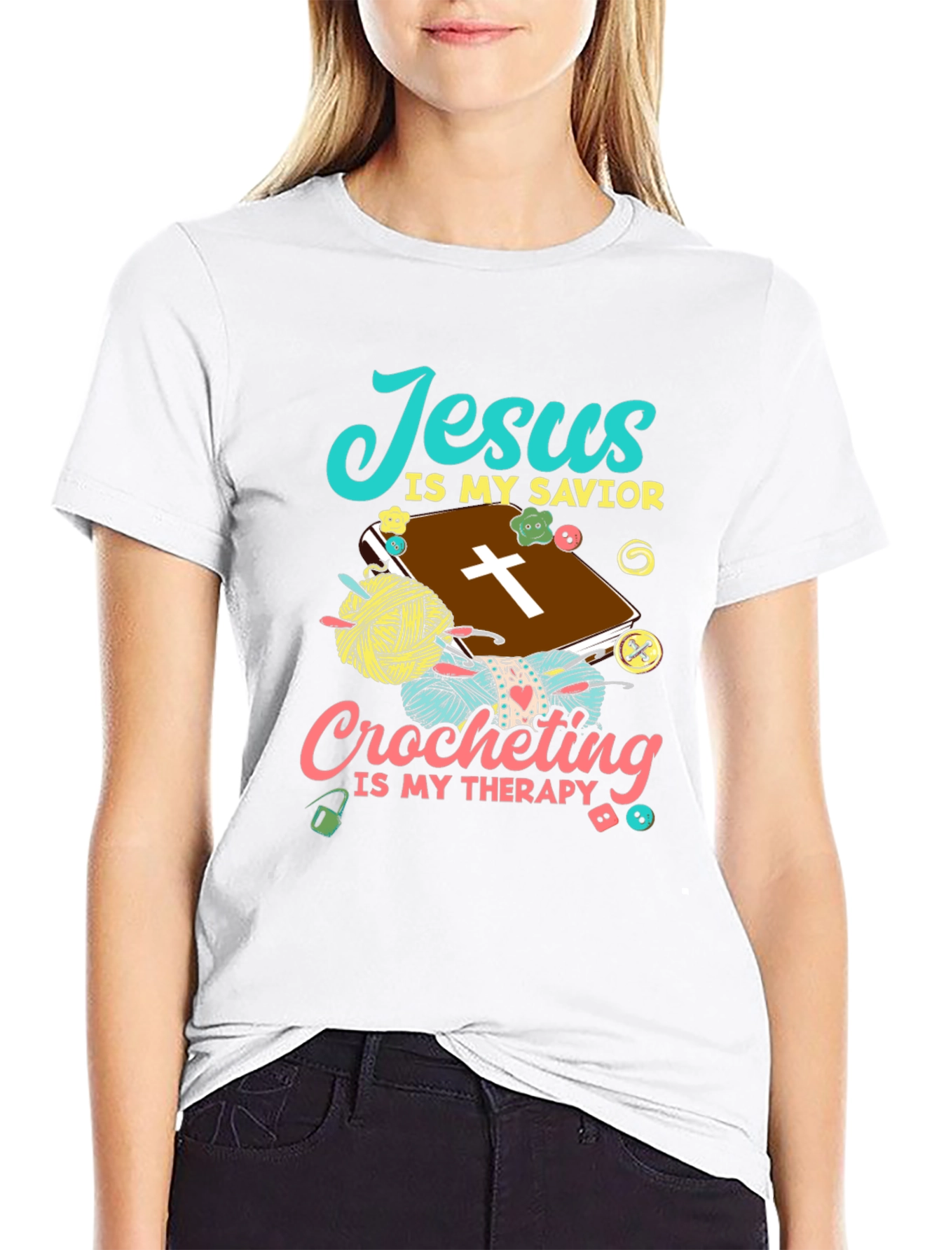 Jesus Is My Savior Crocheting Therapy T-Shirt