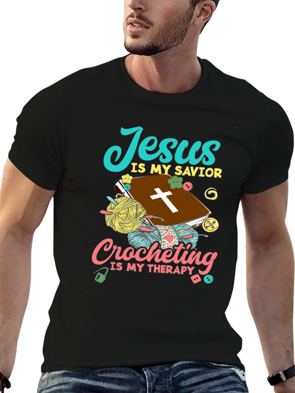 Jesus Is My Savior Crocheting Therapy T-Shirt