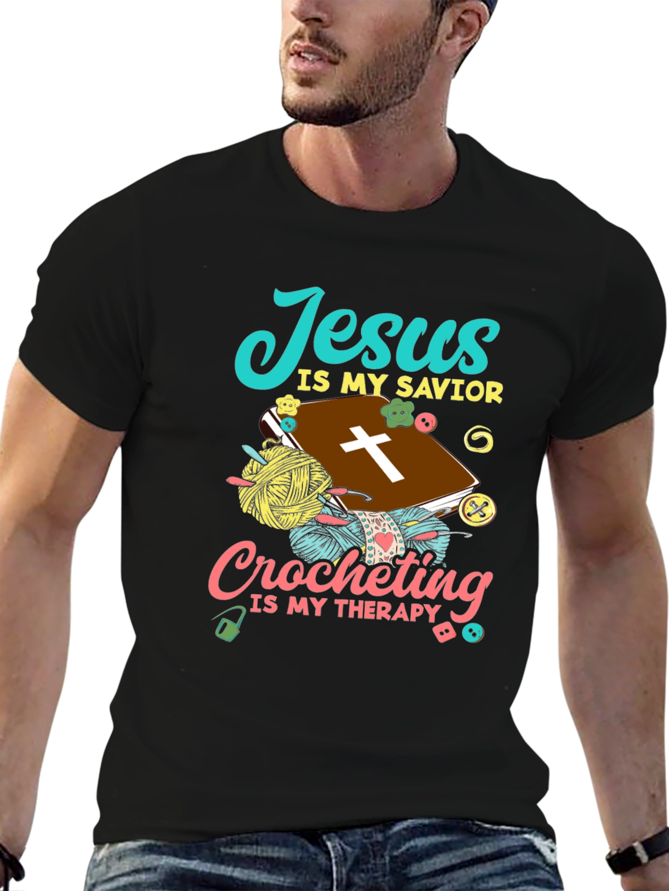 Jesus Is My Savior Crocheting Therapy T-Shirt