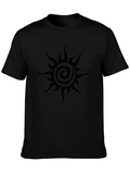 Mens Black T-Shirt with Sun Swirl Design