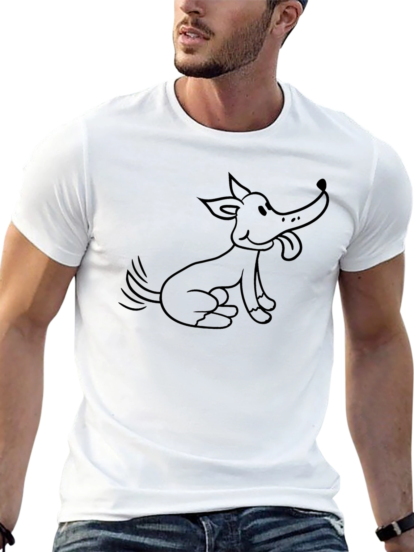 Dog Cartoon Black T-Shirt