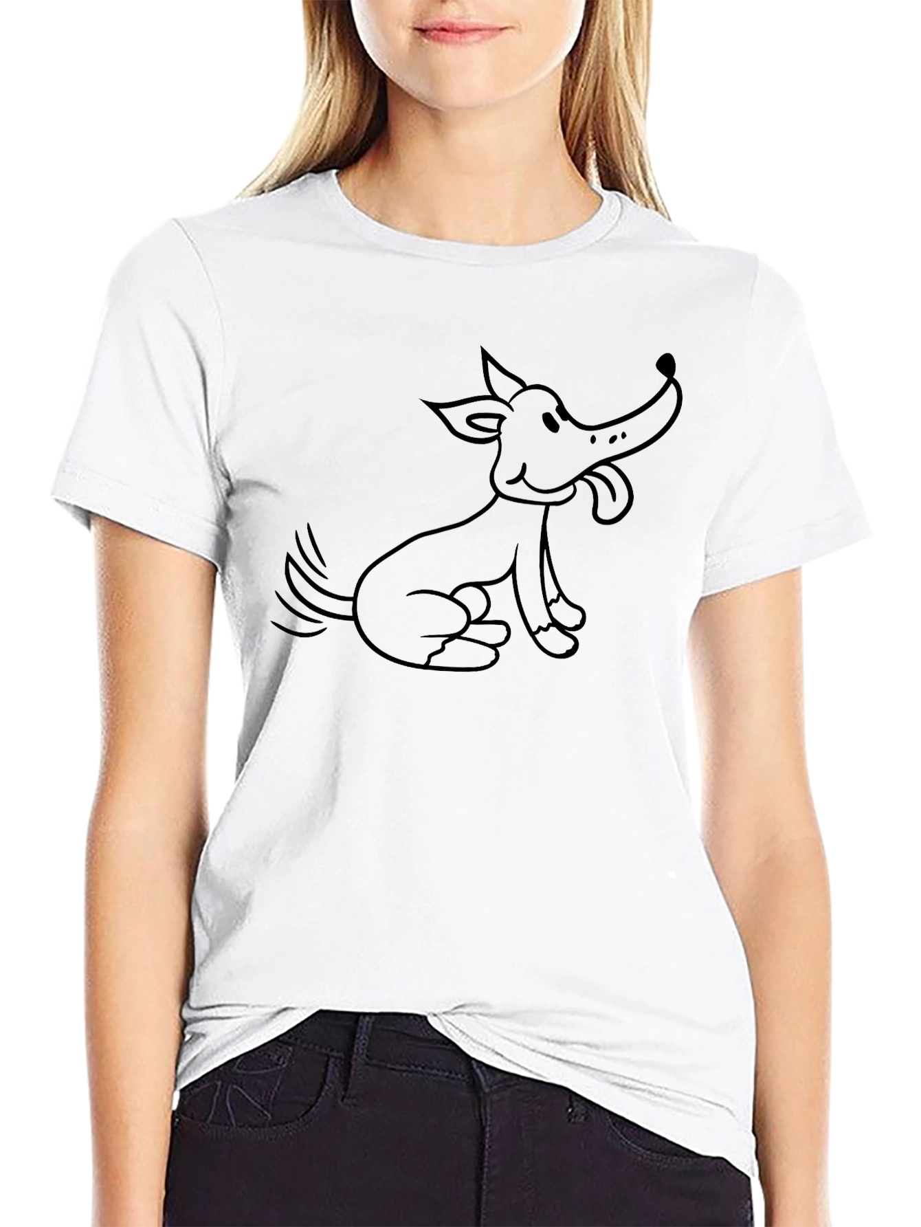 Dog Cartoon Black T-Shirt