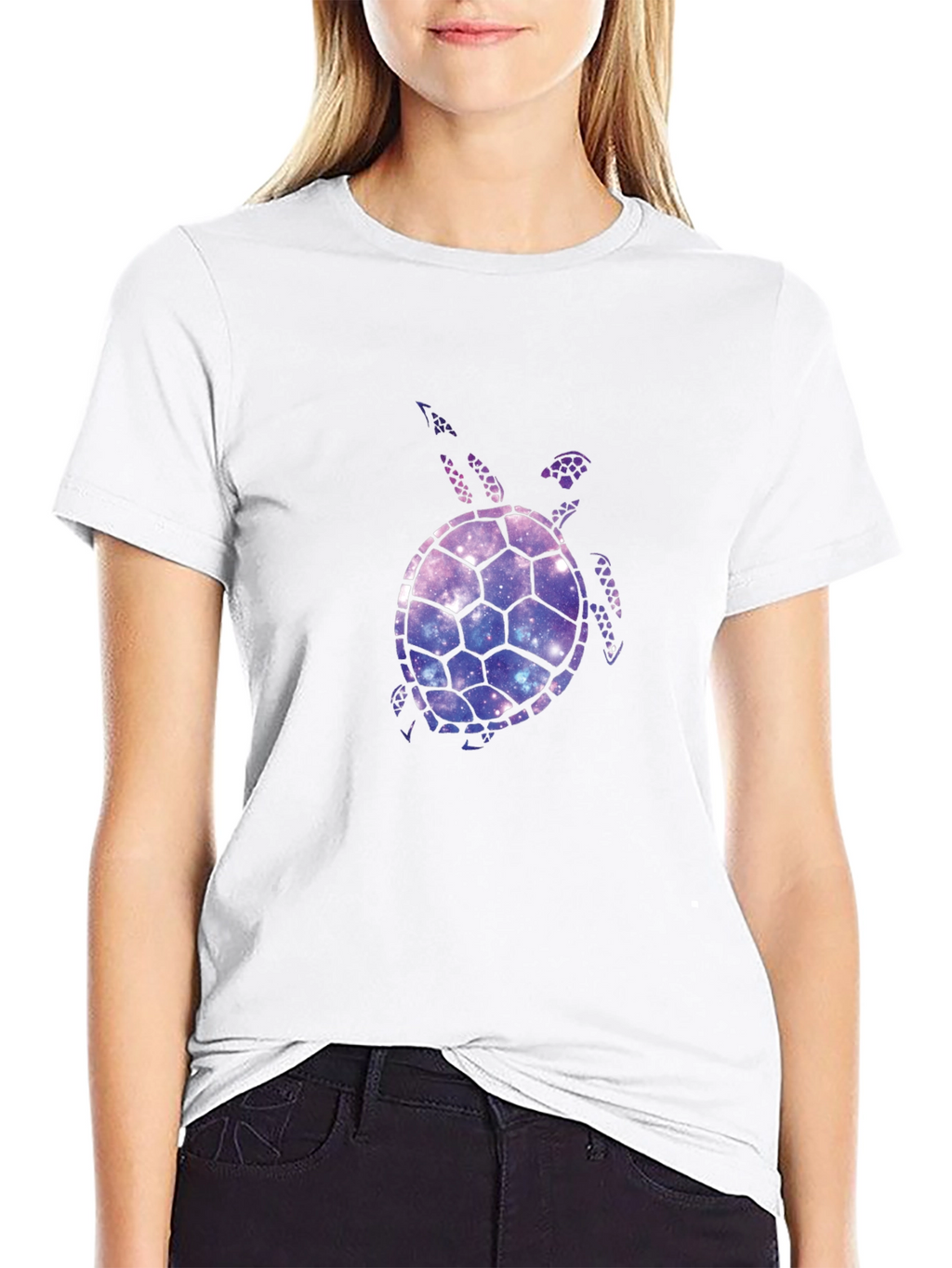 Galaxy Turtle Graphic T-Shirt - Black Casual Tee