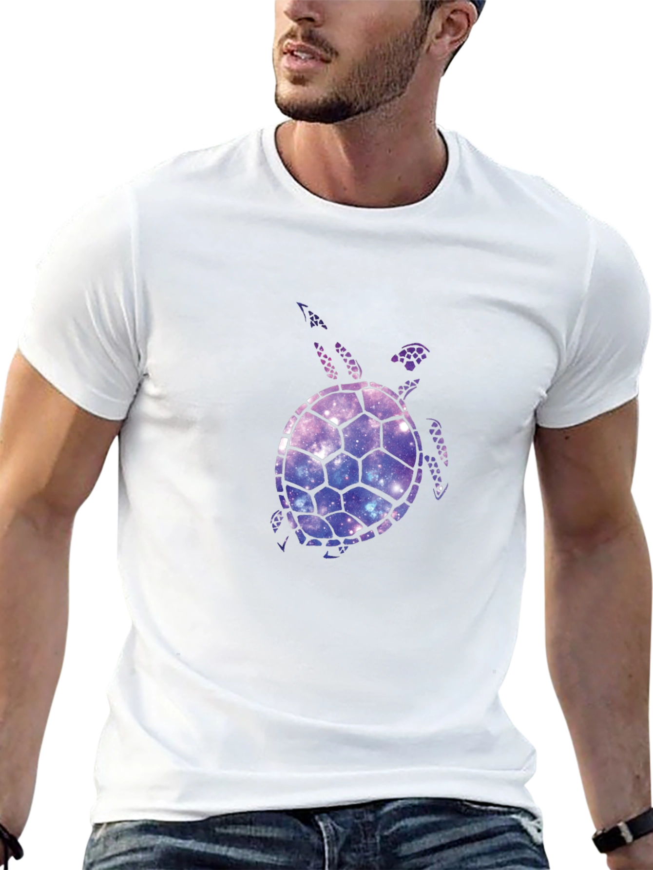 Galaxy Turtle Graphic T-Shirt - Black Casual Tee
