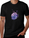 Galaxy Turtle Graphic T-Shirt - Black Casual Tee