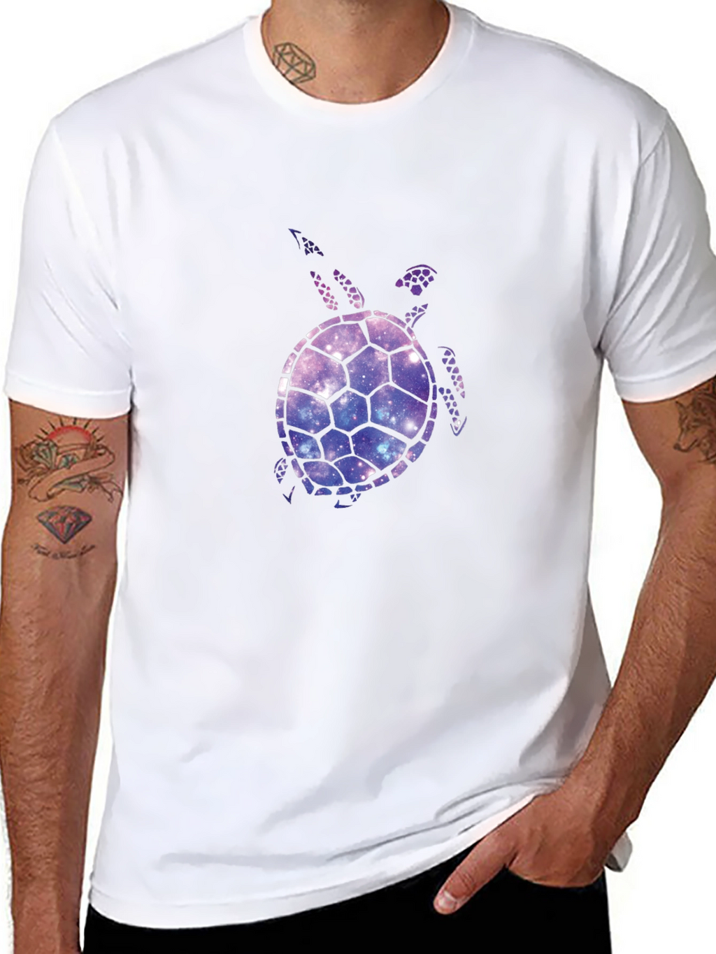 Galaxy Turtle Graphic T-Shirt - Black Casual Tee