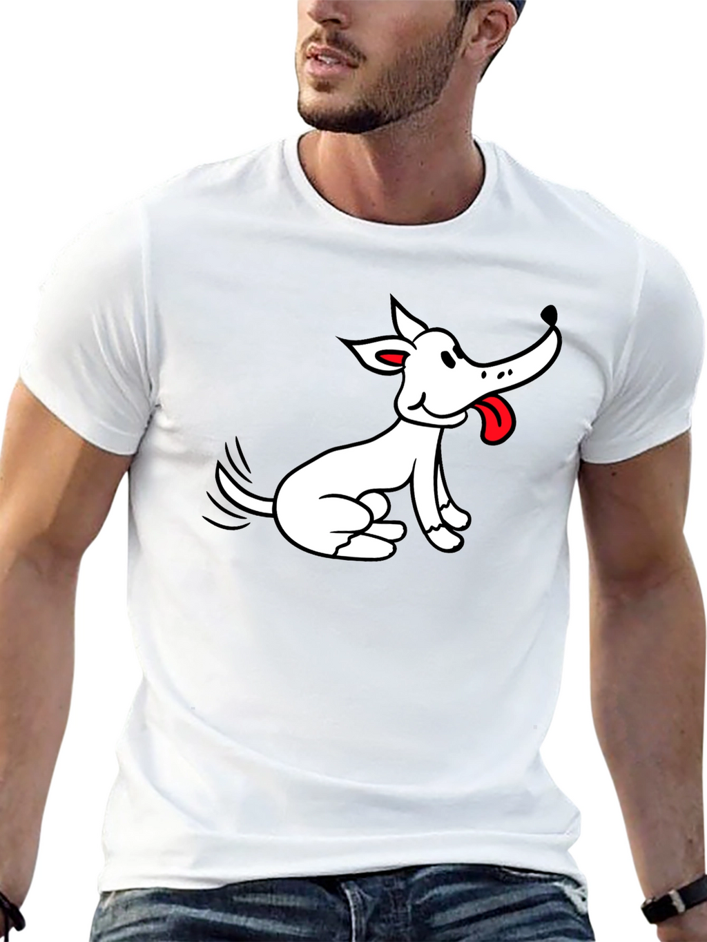 Cartoon Dog Graphic Black T-Shirt