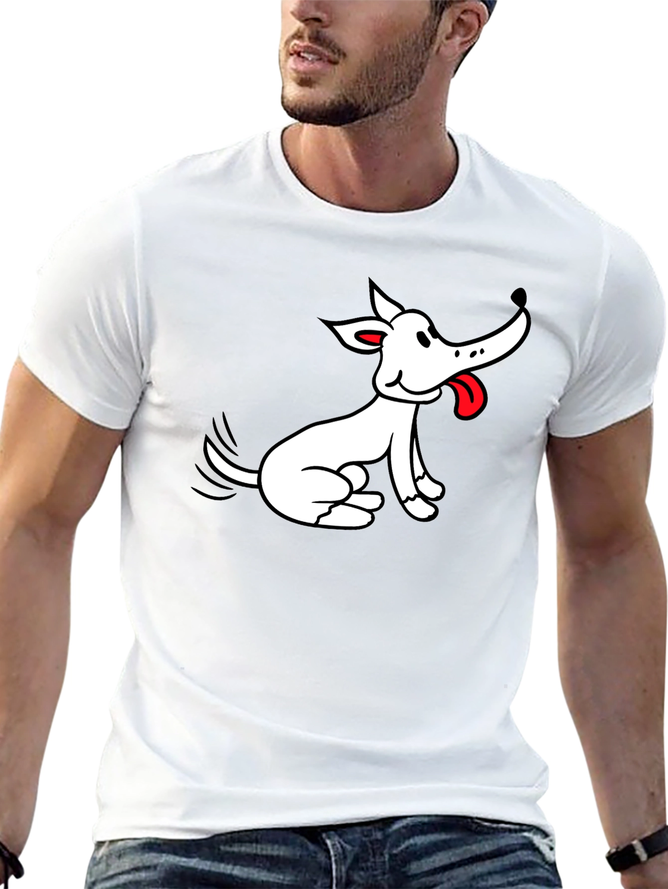 Cartoon Dog Graphic Black T-Shirt