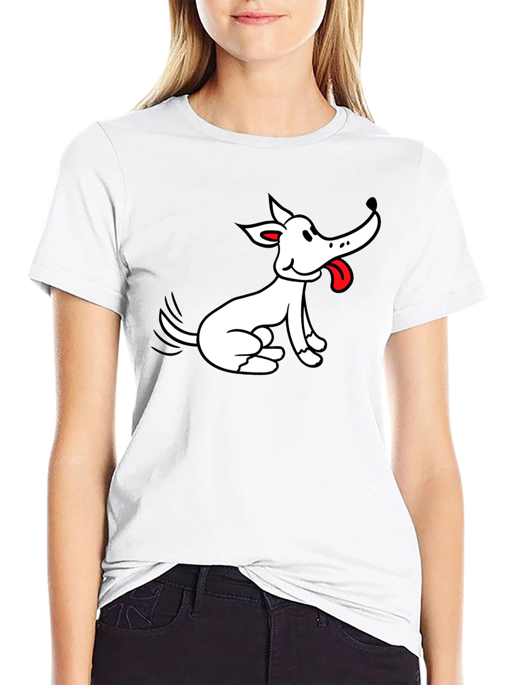 Cartoon Dog Graphic Black T-Shirt
