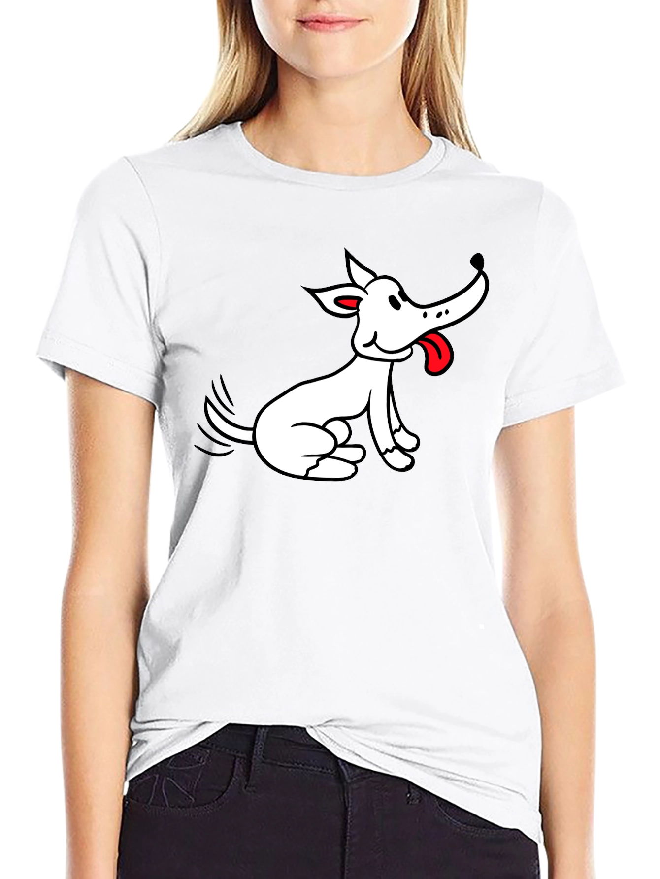 Cartoon Dog Graphic Black T-Shirt