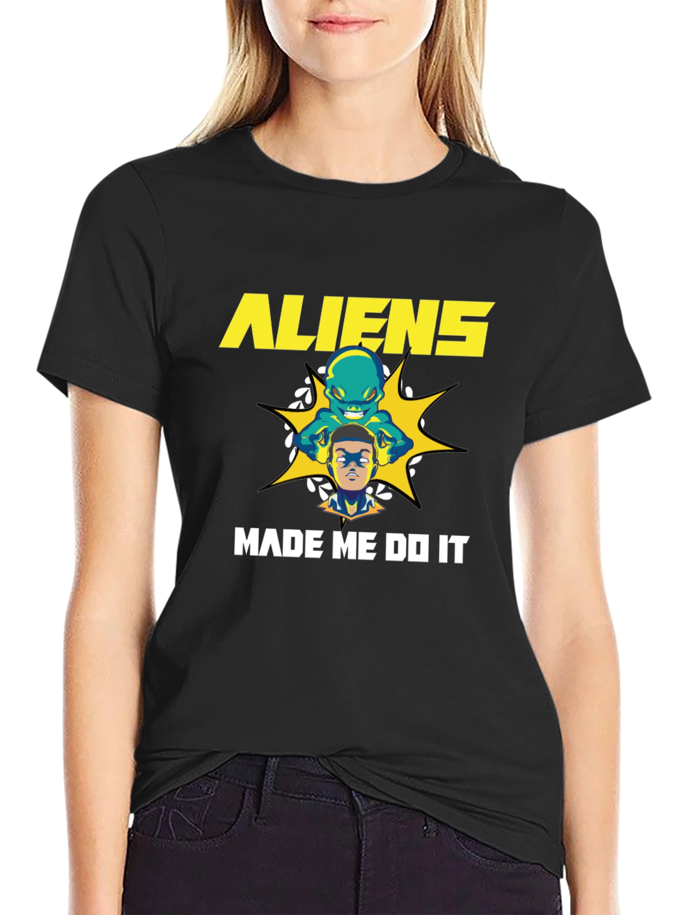 Aliens Made Me Do It Graphic Tee - Novelty T-Shirt