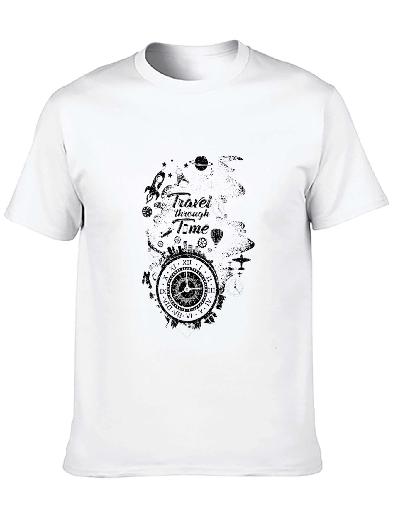 Travel Through Time Black Graphic Tee