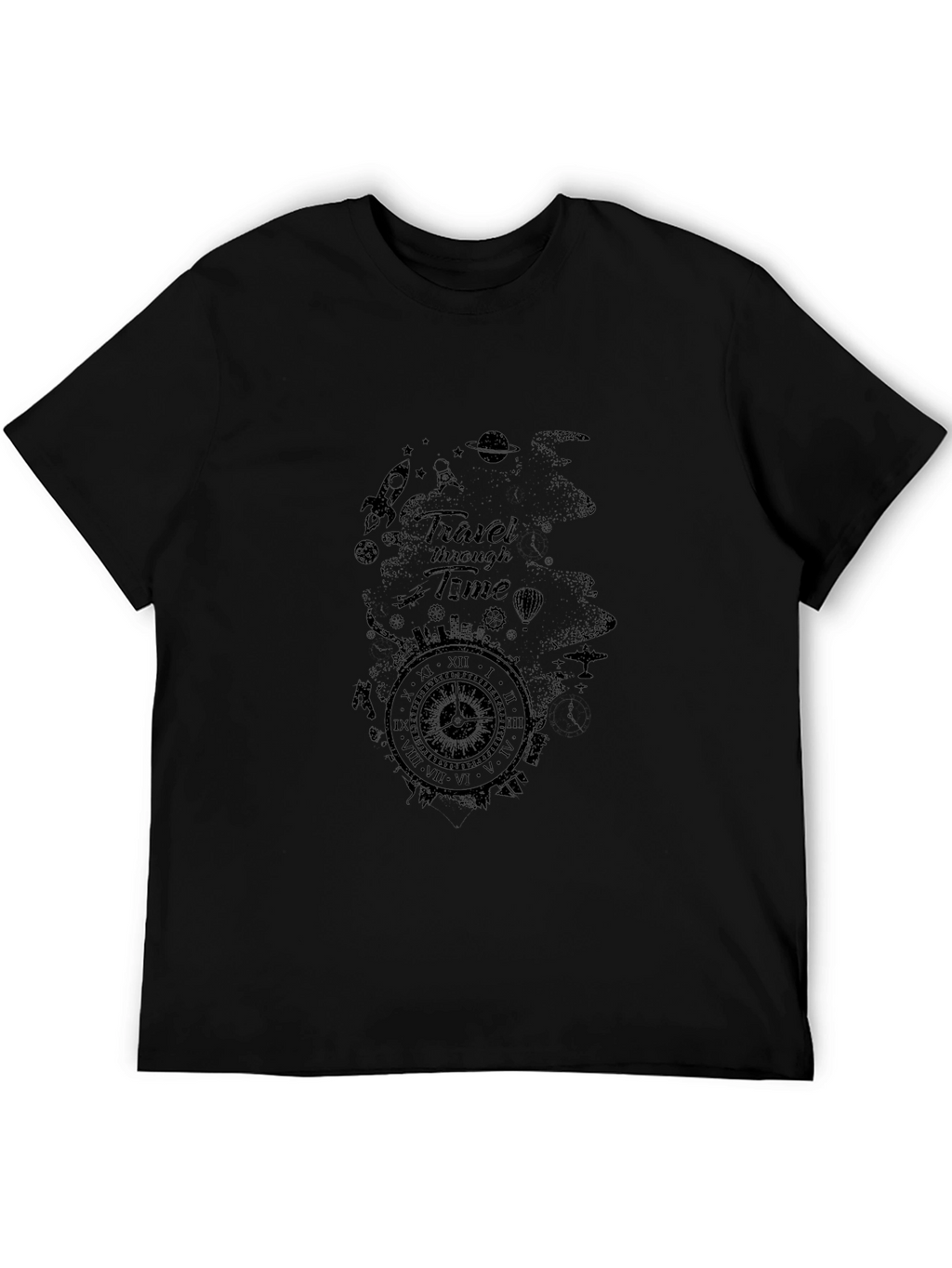 Travel Through Time Black Graphic Tee