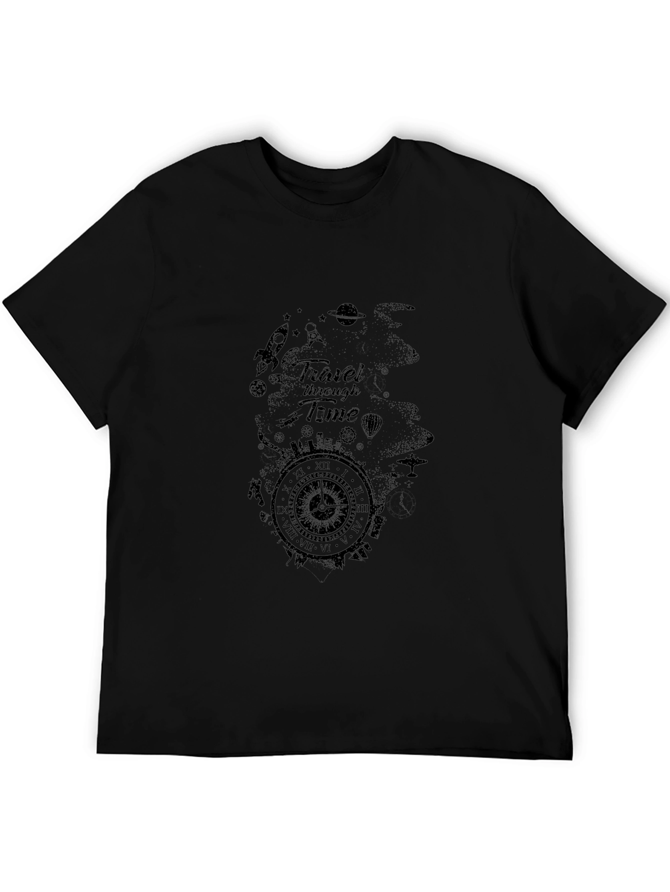 Travel Through Time Black Graphic Tee