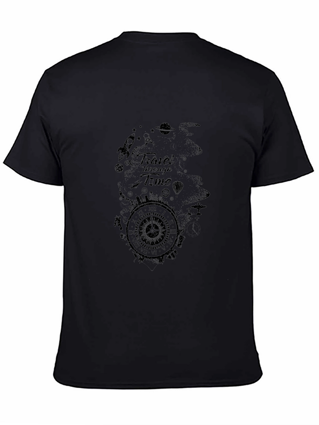Travel Through Time Black Graphic Tee