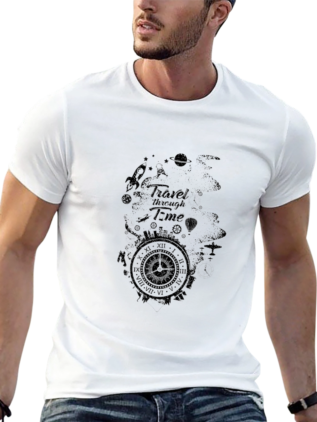 Travel Through Time Black Graphic Tee