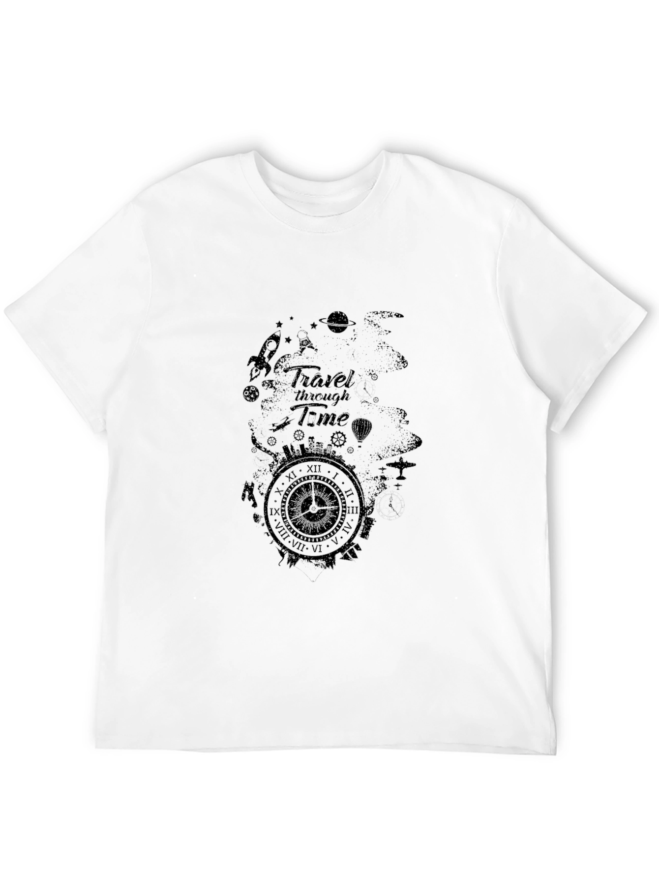 Travel Through Time Black Graphic Tee