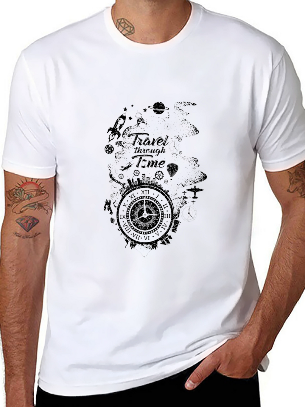 Travel Through Time Black Graphic Tee
