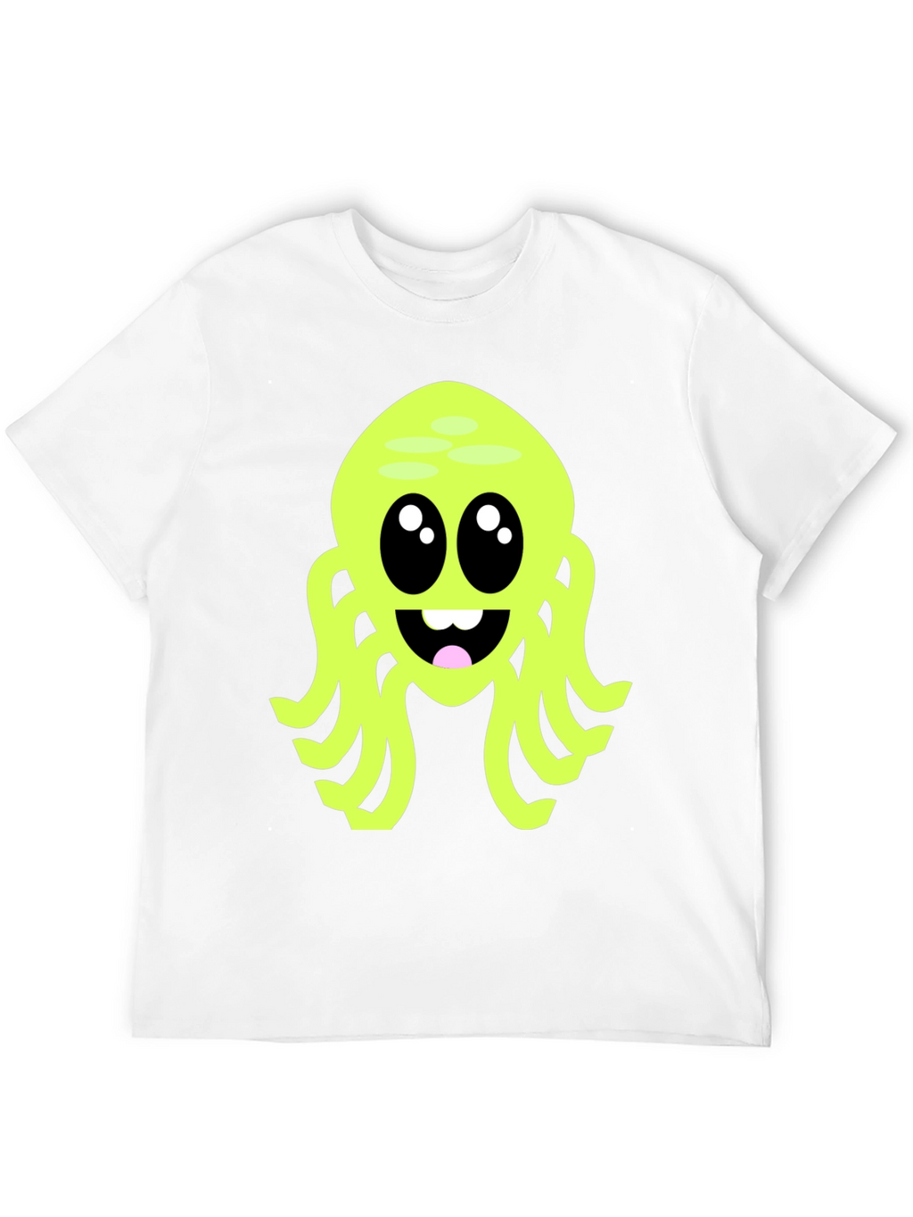 Cute Cartoon Octopus Graphic Tee - Black