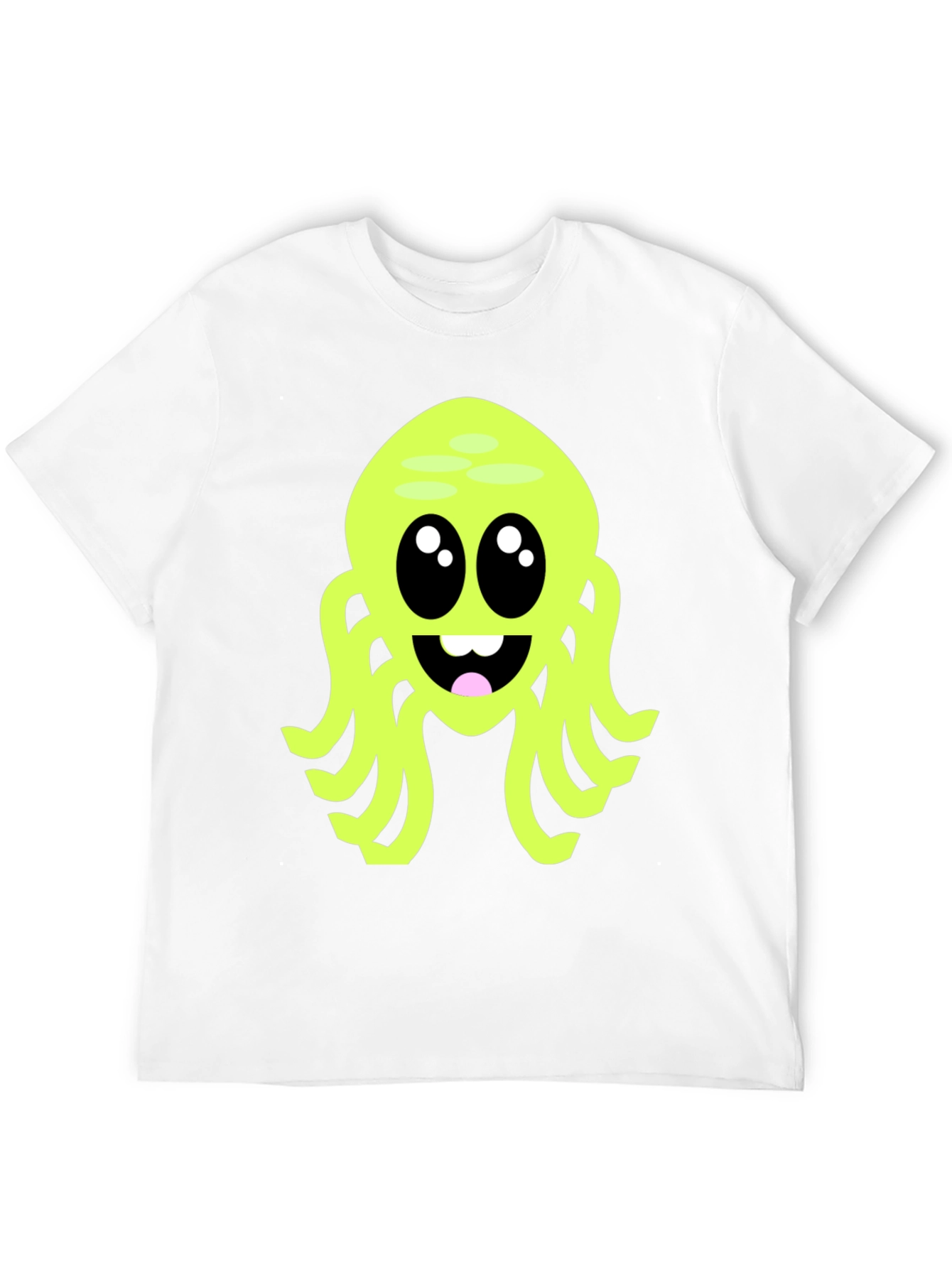 Cute Cartoon Octopus Graphic Tee - Black