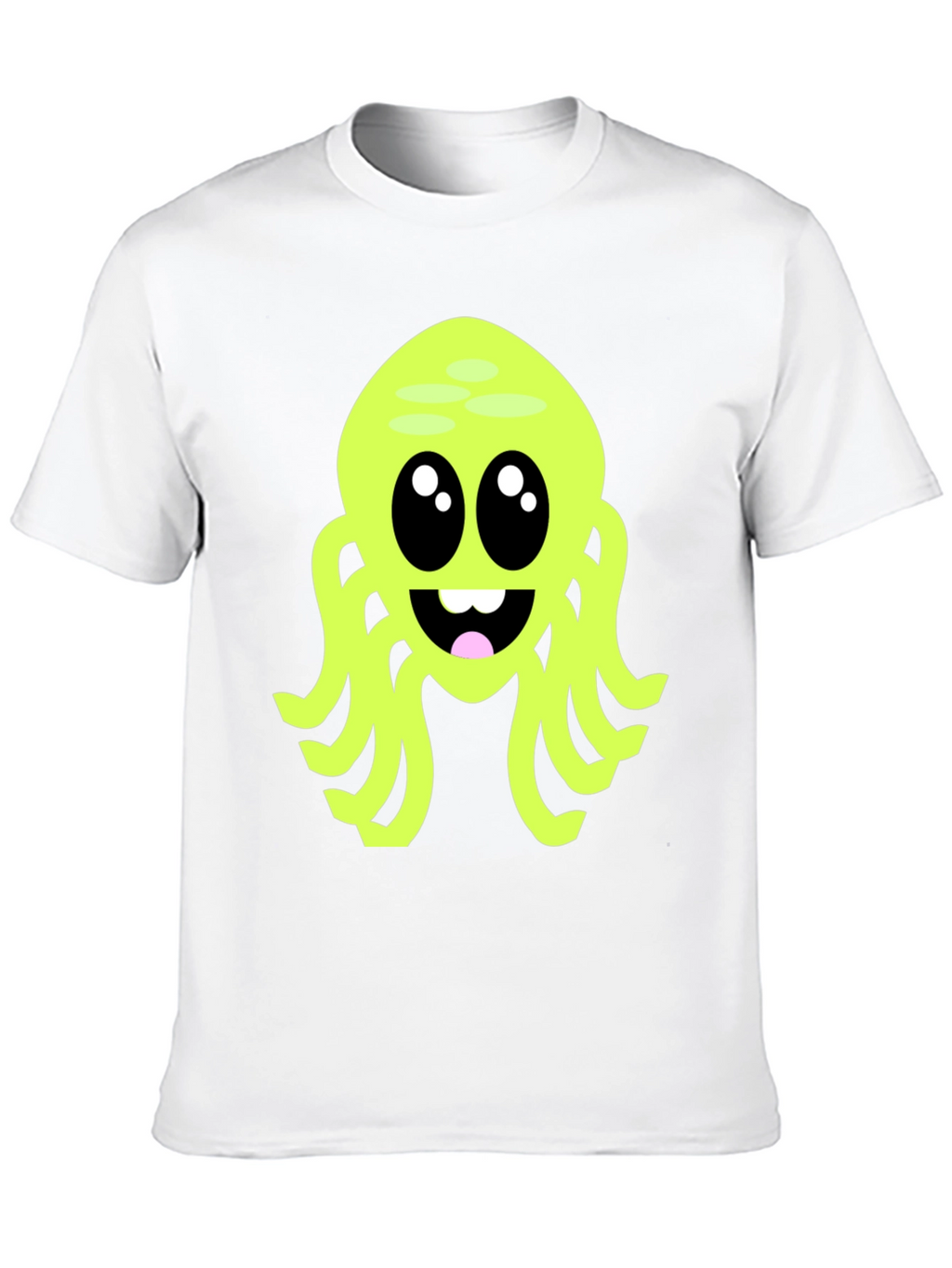 Cute Cartoon Octopus Graphic Tee - Black