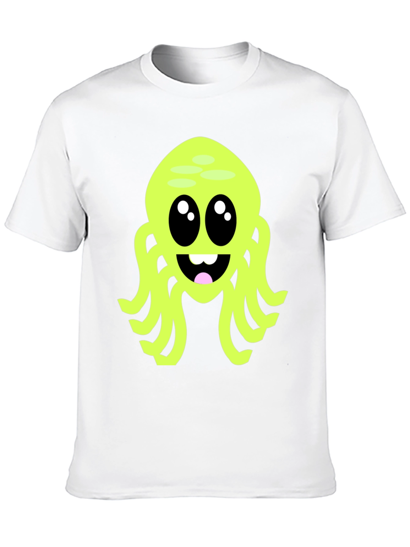Cute Cartoon Octopus Graphic Tee - Black