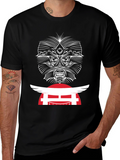 Edgy Graphic Tee - Japanese Oni Mask T-Shirt