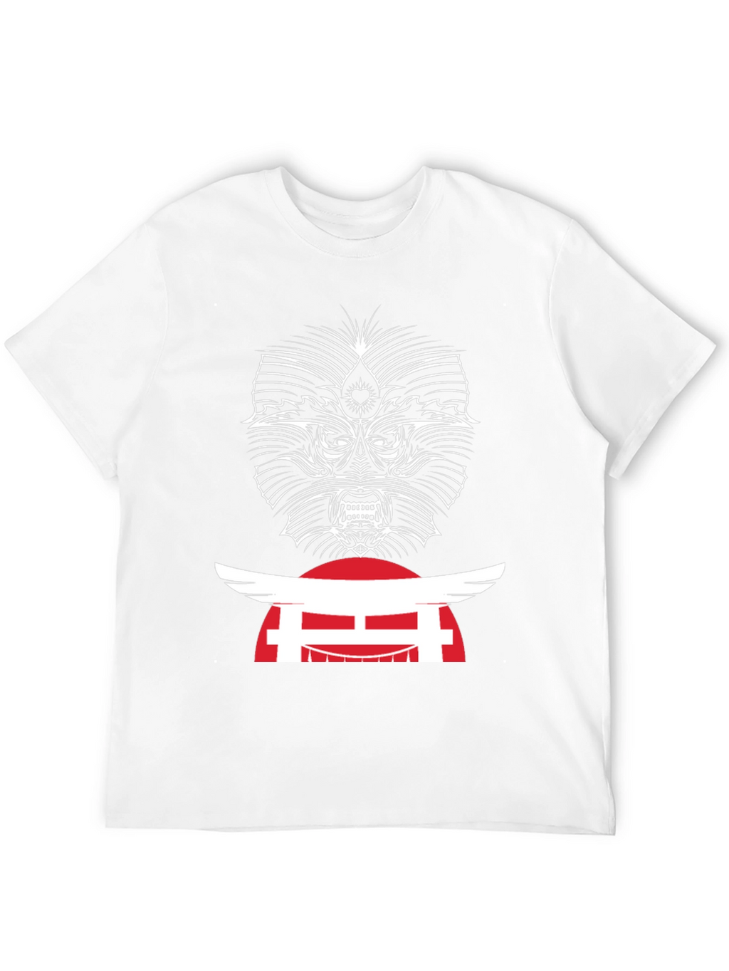 Edgy Graphic Tee - Japanese Oni Mask T-Shirt