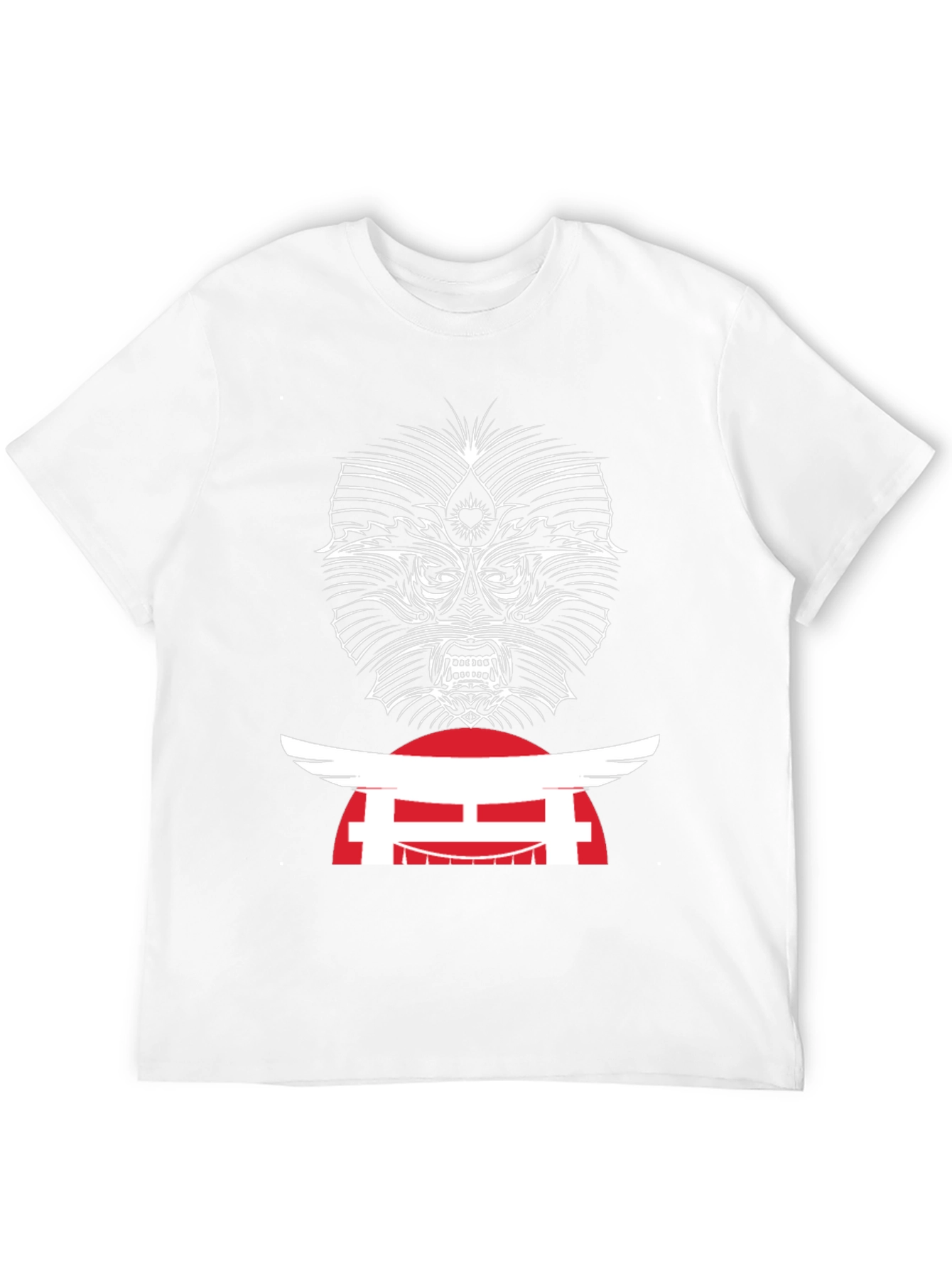 Edgy Graphic Tee - Japanese Oni Mask T-Shirt