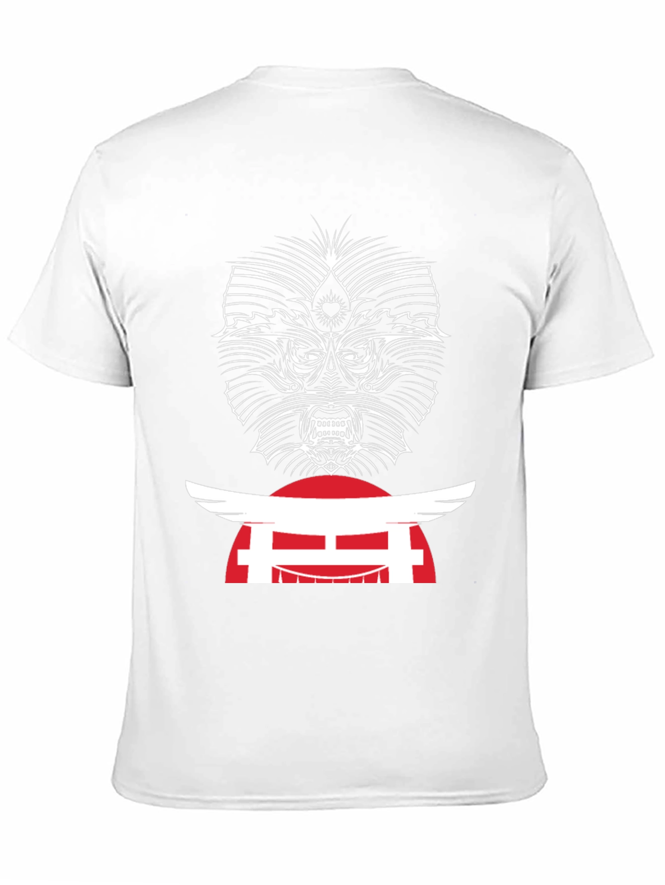 Edgy Graphic Tee - Japanese Oni Mask T-Shirt