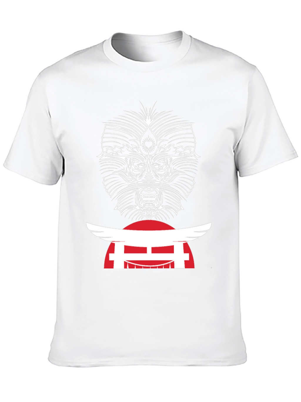 Edgy Graphic Tee - Japanese Oni Mask T-Shirt