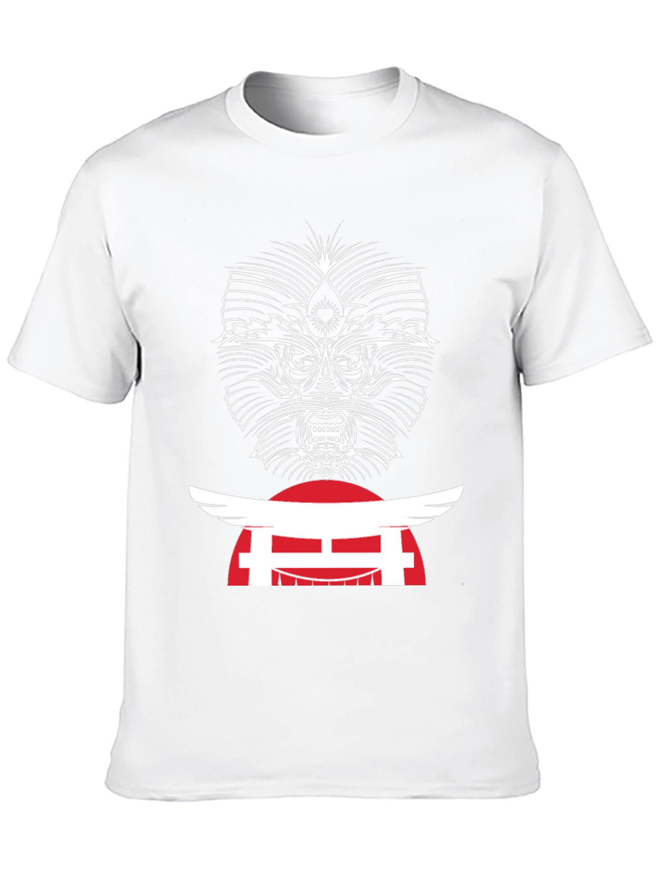 Edgy Graphic Tee - Japanese Oni Mask T-Shirt