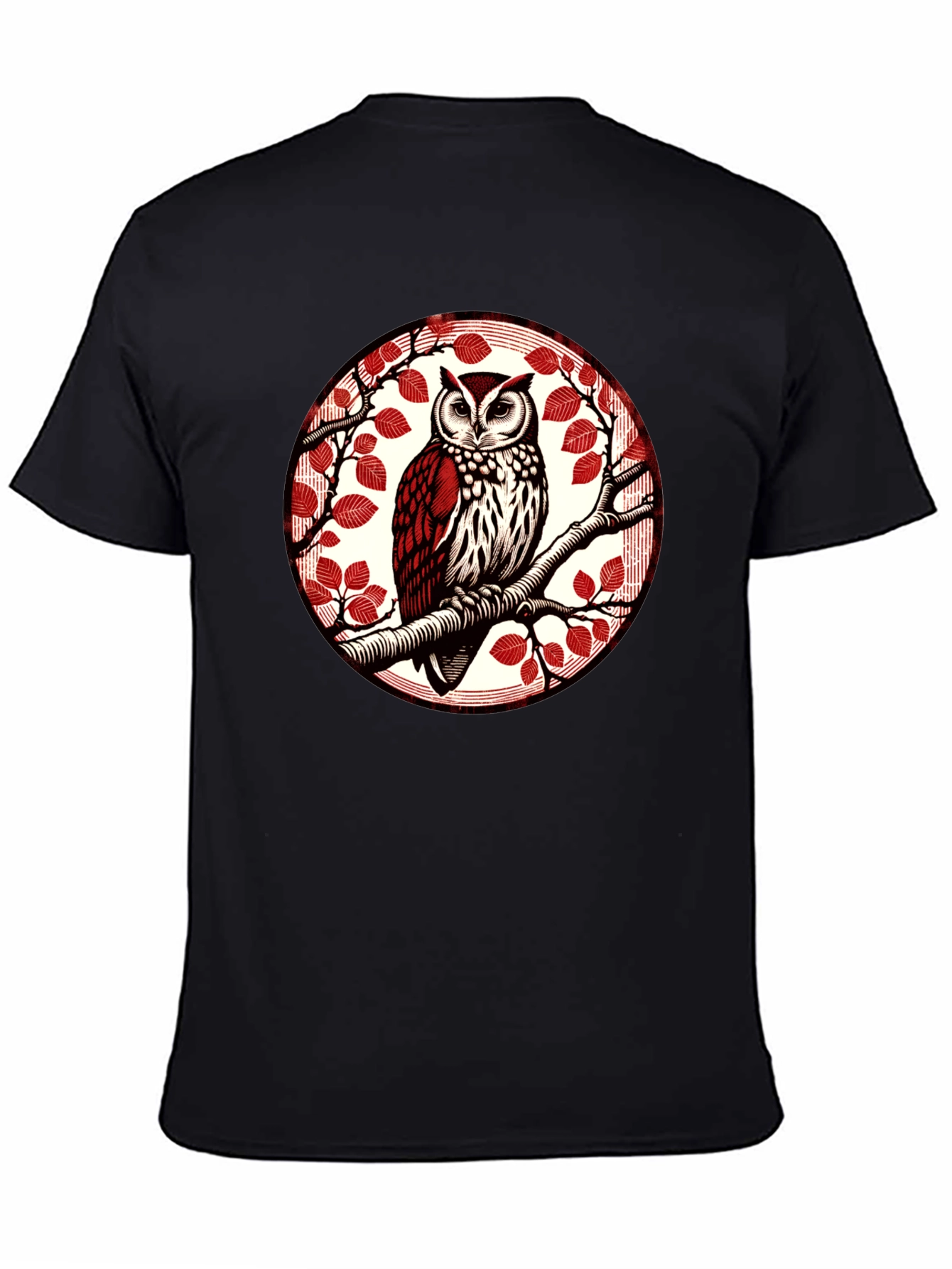 Owl on Branch Graphic Tee - Stylish Bird Design