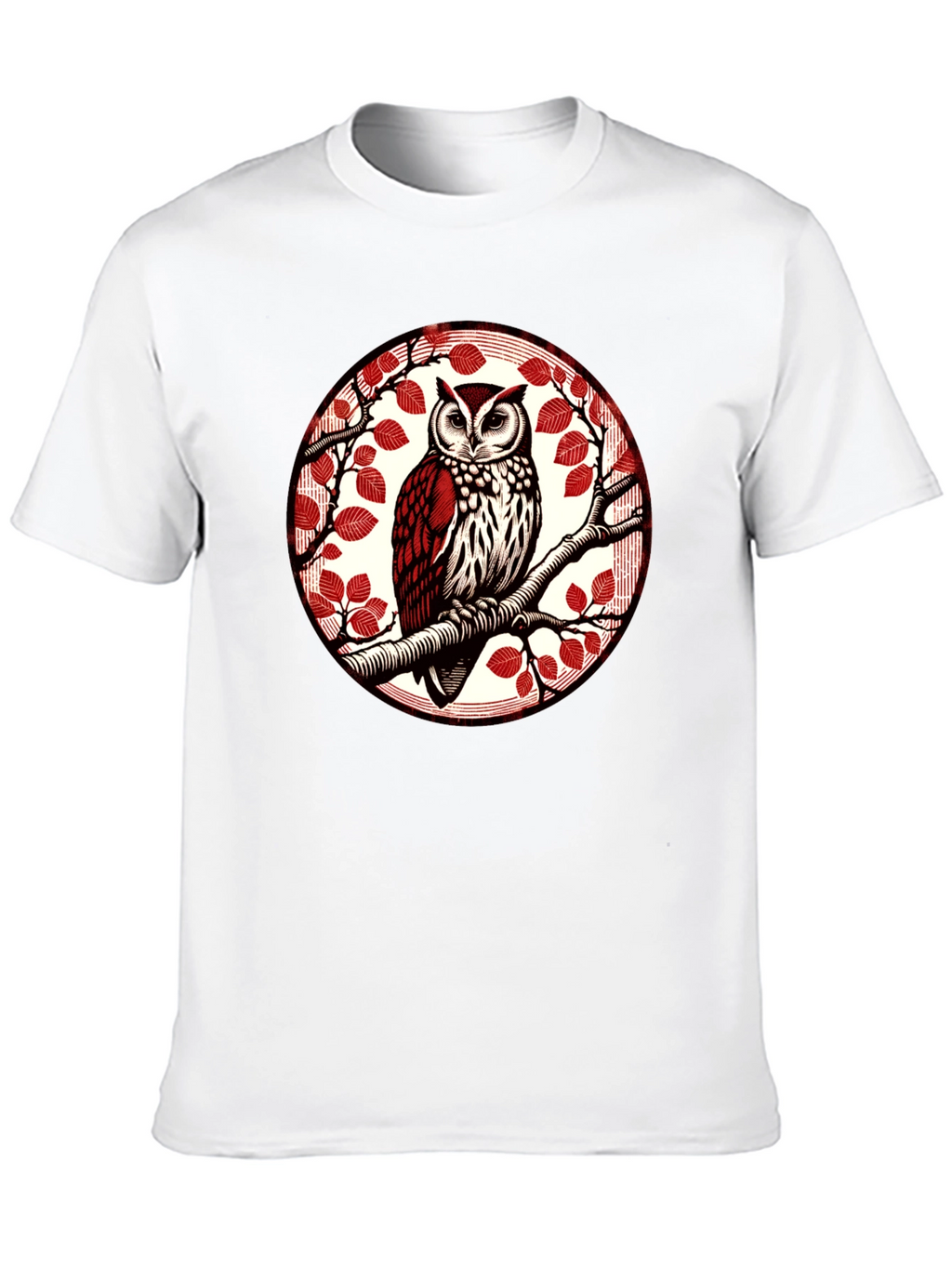 Owl on Branch Graphic Tee - Stylish Bird Design