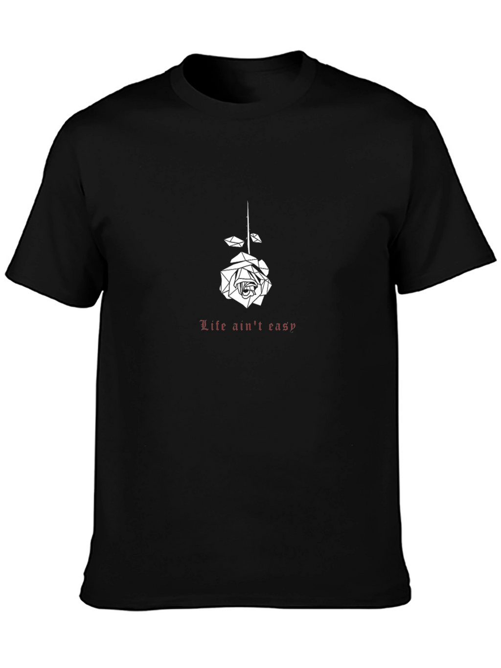 Life Aint Easy Rose Graphic Tee - Black