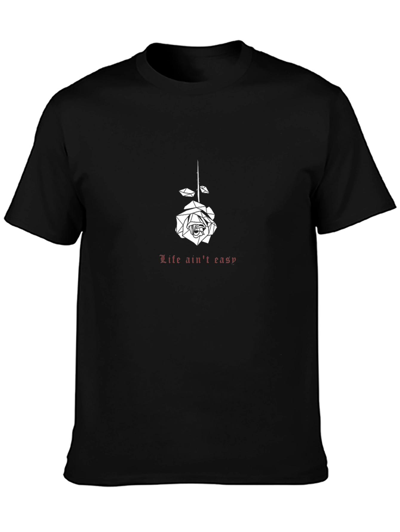 Life Aint Easy Rose Graphic Tee - Black
