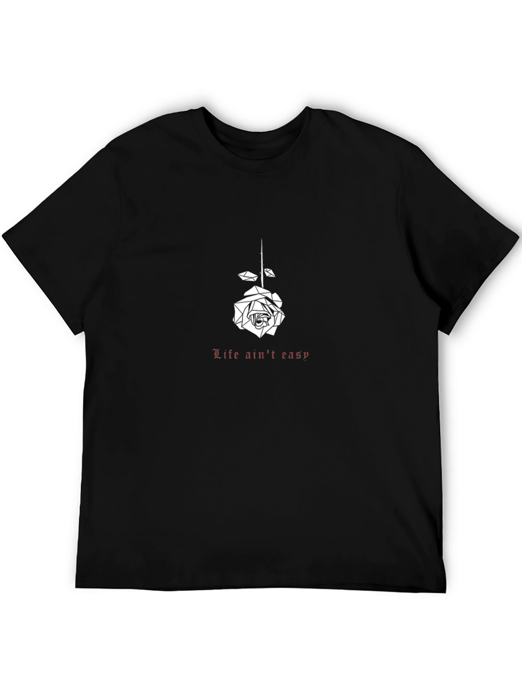 Life Aint Easy Rose Graphic Tee - Black